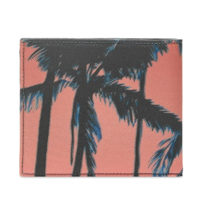 Shop Saint Laurent Palm Tree Print Canvas East West Wallet In Pink