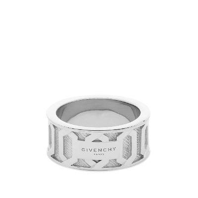 Shop Givenchy Large Engraved Chain Ring In Silver