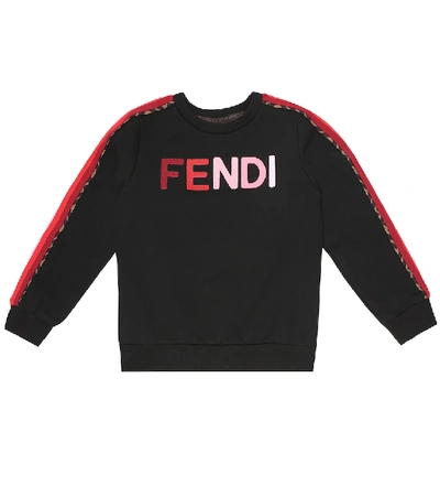 Shop Fendi Logo Cotton Sweatshirt In Black