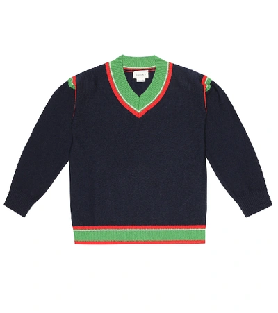 Shop Gucci Wool-jersey Sweater In Blue