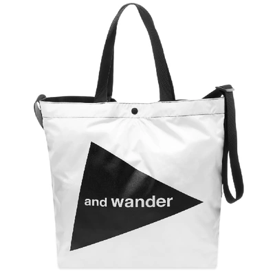 Shop And Wander Cordura Big Logo Tote Bag In White