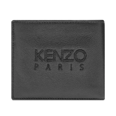Shop Kenzo Tiger Leather Fold Wallet In Black