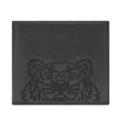 Shop Kenzo Leather Tiger Billfold Wallet In Black