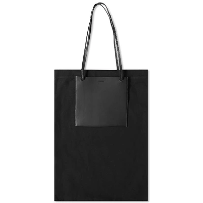 Shop Jil Sander Leather Shopping Tote Bag In Black