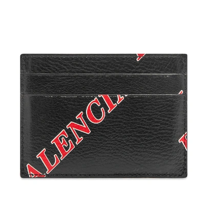 Shop Balenciaga Printed Leather Card Holder In Black
