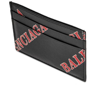 Shop Balenciaga Printed Leather Card Holder In Black