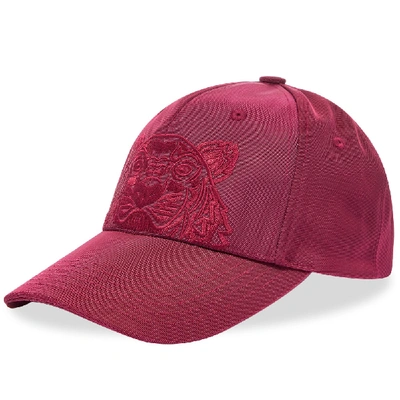 Shop Kenzo Embroidered Tiger Cap In Burgundy