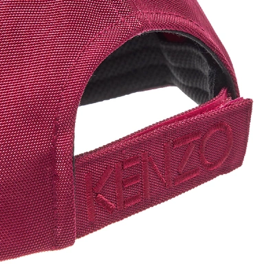 Shop Kenzo Embroidered Tiger Cap In Burgundy