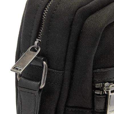 Shop Saint Laurent Brad Canvas Leather Shoulder Bag In Black