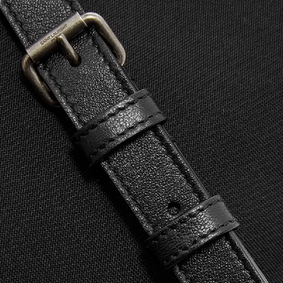 Shop Saint Laurent Brad Canvas Leather Shoulder Bag In Black