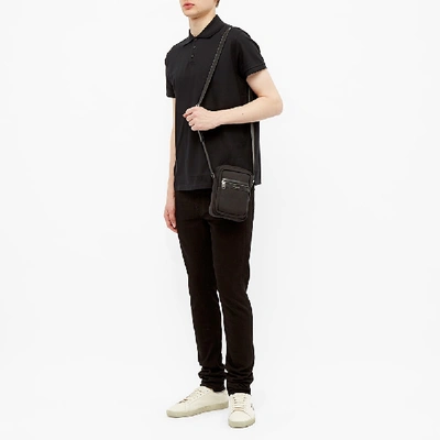 Shop Saint Laurent Brad Canvas Leather Shoulder Bag In Black