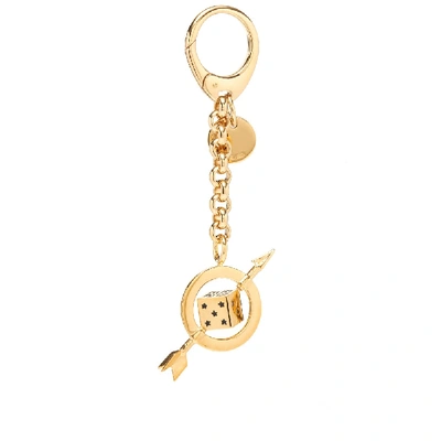 Shop Givenchy G-dice Arrow Charm Keyring In Gold