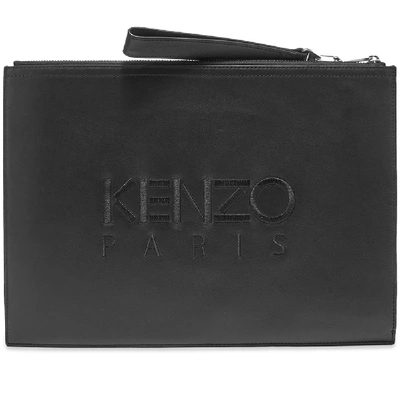 Shop Kenzo Embossed Tiger Leather Document Holder In Black