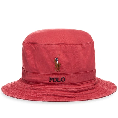 Shop Polo Ralph Lauren Loft Bucket Hat In Red
