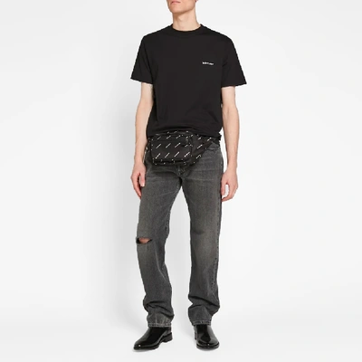Shop Balenciaga All Over Print Logo Nylon Waist Bag In Black