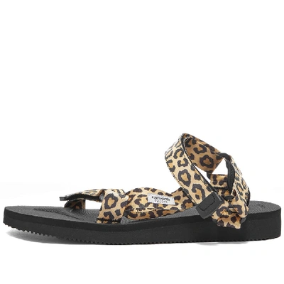 Shop Wacko Maria X Suicoke Leopard Beach Sandal In Brown