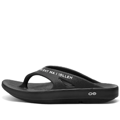 Shop Takahiromiyashita The Soloist Takahiromiyashita Thesoloist. X Oofos Signature Flip-flop In Black