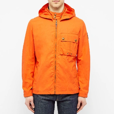 Shop Belstaff Wing Hooded Dry Wax Jacket In Orange