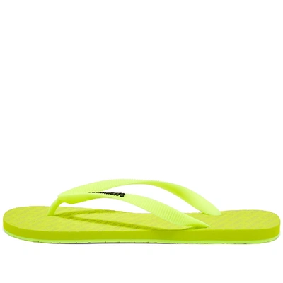 Shop Vetements Classic Logo Flip Flops In Yellow