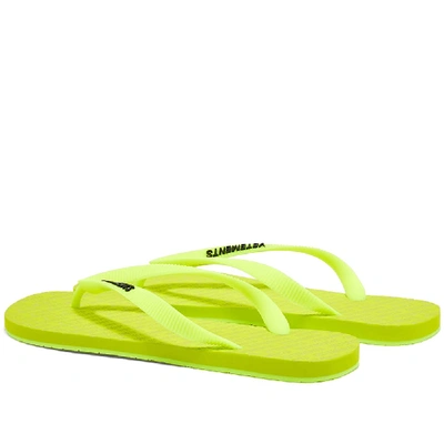 Shop Vetements Classic Logo Flip Flops In Yellow