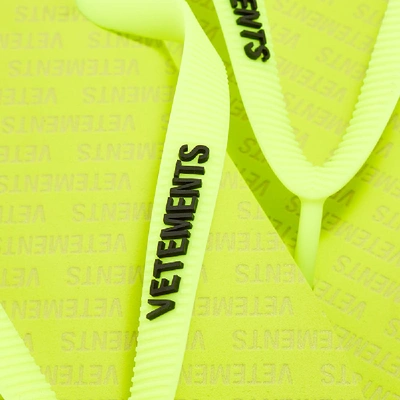 Shop Vetements Classic Logo Flip Flops In Yellow