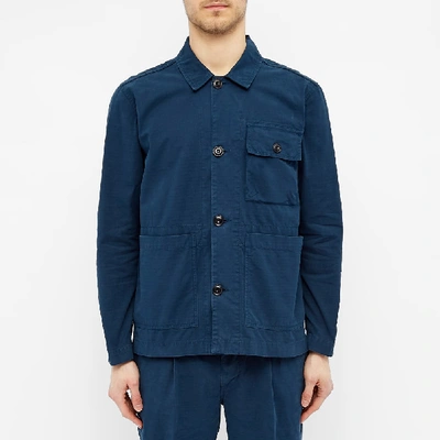Shop Albam Garment Dyed Ripstop Rail Jacket In Blue