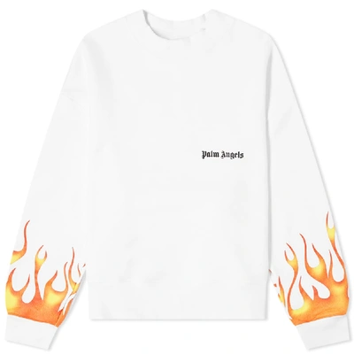 Shop Palm Angels Firestarter Crew Sweat In White