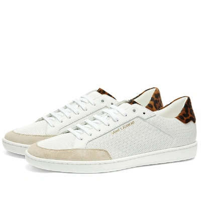 Shop Saint Laurent Sl10 Court Perf Leather Sneaker In White