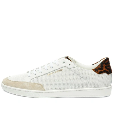 Shop Saint Laurent Sl10 Court Perf Leather Sneaker In White