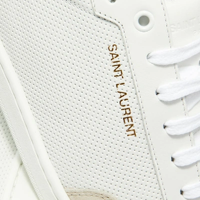 Shop Saint Laurent Sl10 Court Perf Leather Sneaker In White