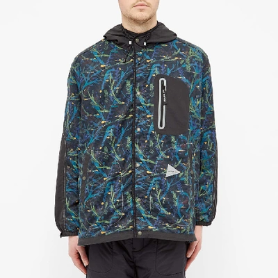 Shop And Wander Printed Vent Hooded Jacket In Blue