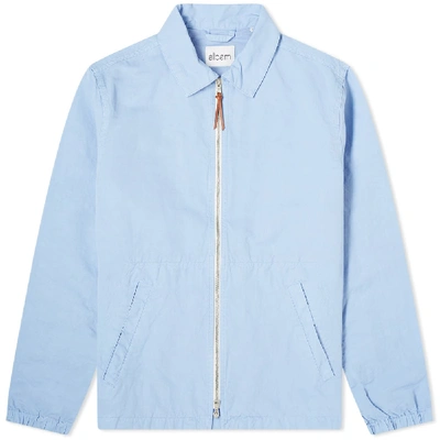 Shop Albam Linen Blend Harrington Jacket In Blue