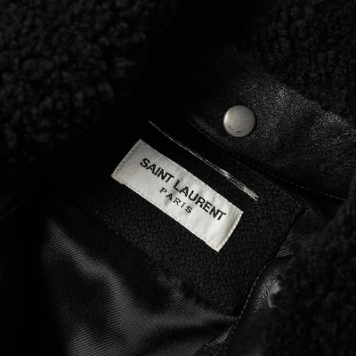 Shop Saint Laurent Teddy Shearling Aviator Jacket In Black