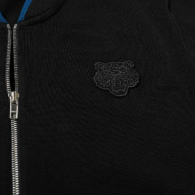 Shop Kenzo Tiger Knit Zip Cardigan In Black