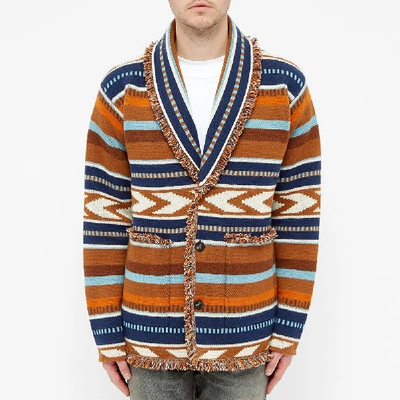 Shop Alanui Mexican Blanket Cardigan In Orange