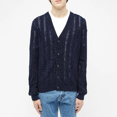 Shop Maison Margiela 14 Lace Stitch Cardigan In Blue