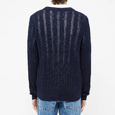 Shop Maison Margiela 14 Lace Stitch Cardigan In Blue