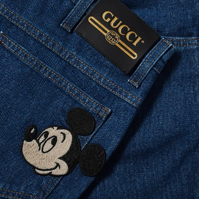 Shop Gucci Mickey Mouse Logo Pocket Jean In Blue