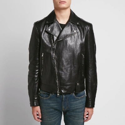 Shop Alexander Mcqueen Leather Biker Jacket In Black