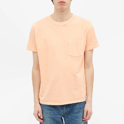 Shop Velva Sheen Pigment Dyed Pocket Tee In Orange