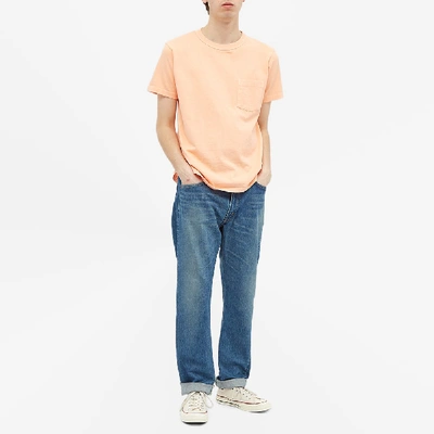 Shop Velva Sheen Pigment Dyed Pocket Tee In Orange