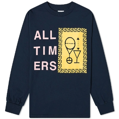 Shop Alltimers Long Sleeve Etching Sketchy Tee In Blue