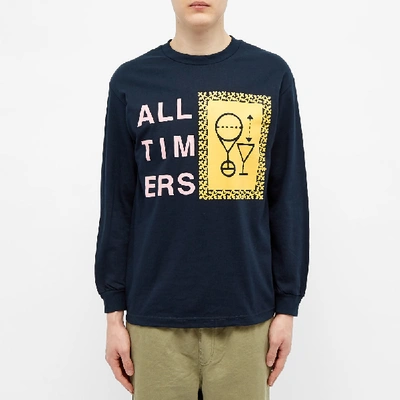 Shop Alltimers Long Sleeve Etching Sketchy Tee In Blue