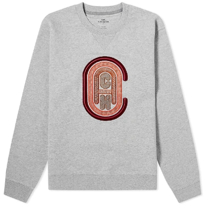 Shop Coach Retro Logo Crew Sweat In Grey