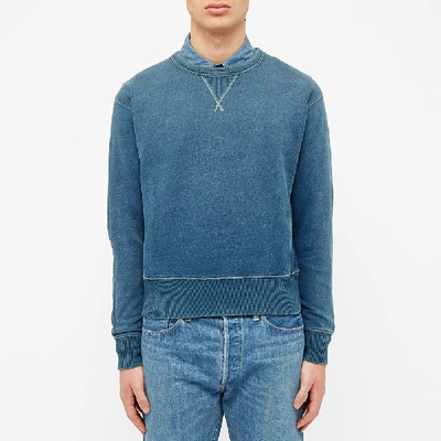 Shop Rrl Washed Indigo Crew Sweat In Blue