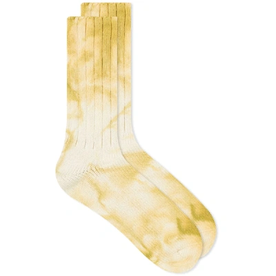 Shop Anonymous Ism Uneven Dye Crew Sock In Yellow