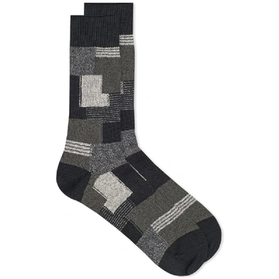 Shop Anonymous Ism Patchwork Crew Sock In Black