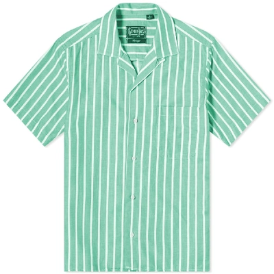 Shop Gitman Vintage Camp Collar Awning Stripe Shirt In Green