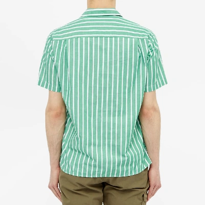 Shop Gitman Vintage Camp Collar Awning Stripe Shirt In Green