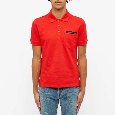 Shop Givenchy Tape Logo Pocket Polo In Red